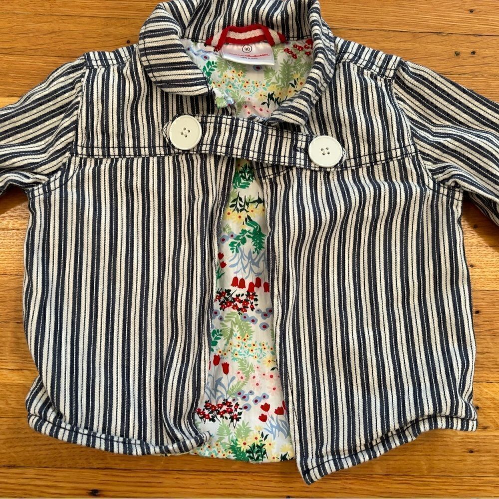 Hanna Andersson white/blue stripe jacket - Picture 2 of 4